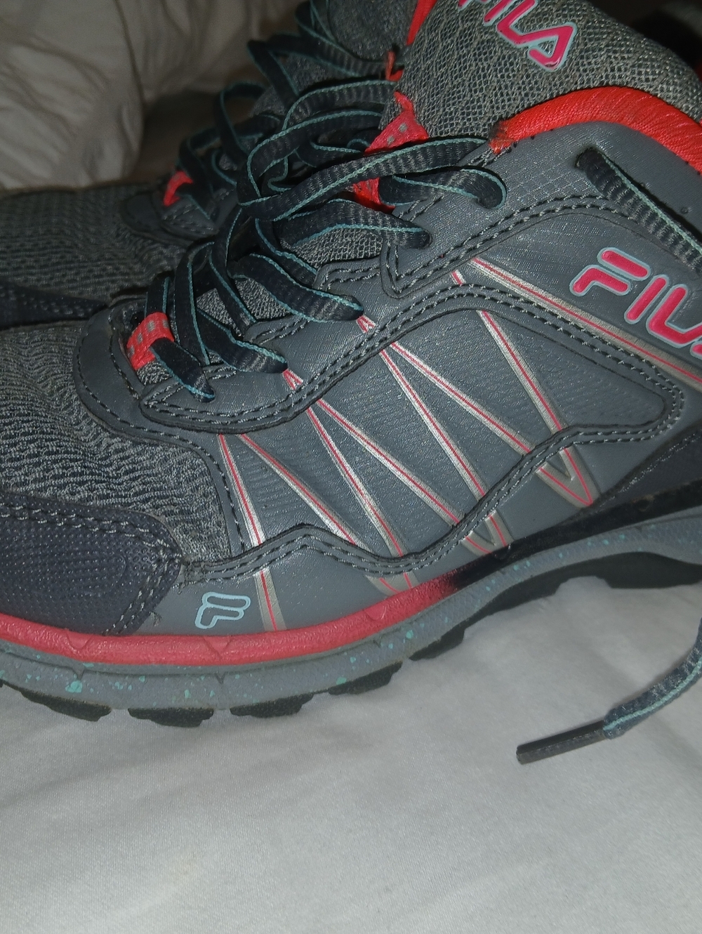Fila Gray Sneakers with Pink Accents